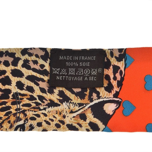 Hermès Silk Jungle Love Love Twilly Orange Bleu Brun Authentic - Picture 3 of 6